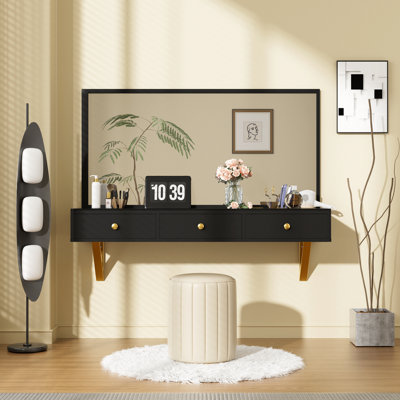 Floating Shelf With Drawer, Multi-Purpose Wall-Mounted Vanity Table, Mounted Desk, Floating Table