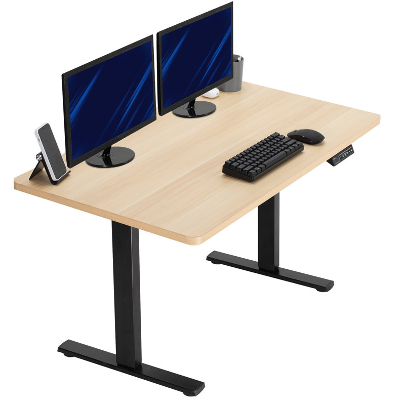 VIVO Single Motor Electric Desk with Push Button Memory Controller, 48.5" H x 43" W x 24" D, Espresso/Black