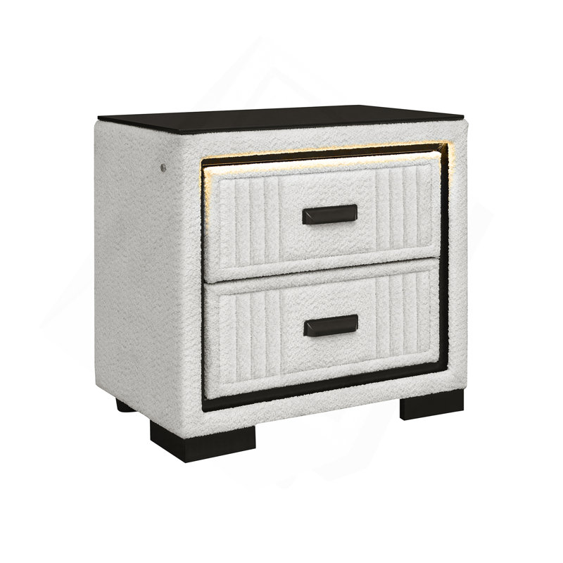 Isaiah White And Black Nightstand, White/Black