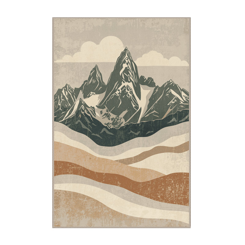 Tapis beige doux et moelleux de style rustique Olivet, 7 x 10