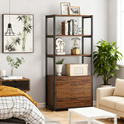 Tribesigns 4-tier Shelf With 2 Drawers, Multipurpose Storage Tower For Bedroom, Office, Living Room - 60"h