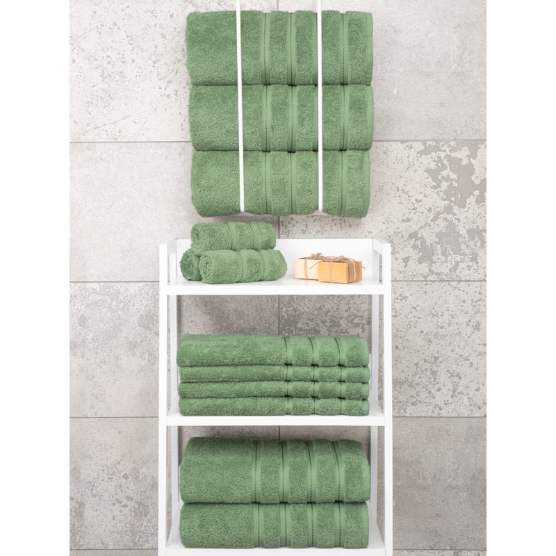Ensemble de serviettes de bain turques de luxe 100% coton 4 pièces Edison Collection, Vert sauge