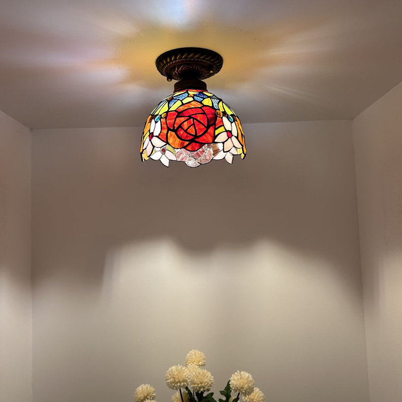 8'' 1 - Light Bowl Ceiling Fan Light Kit, Blue/Green/Red
