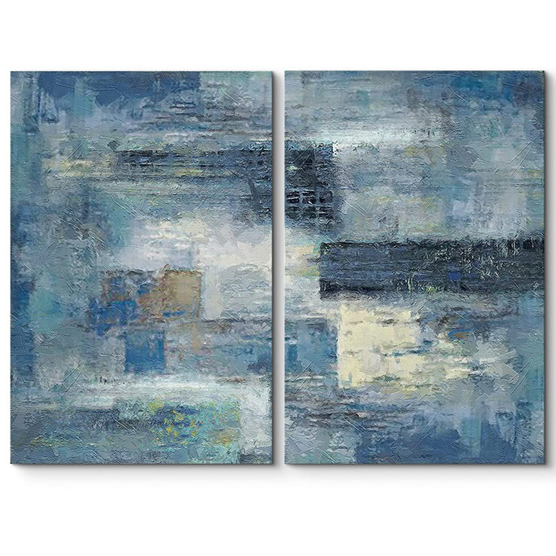 «Grunge Abstract Paint Effect», impression sur toile bleu marine, Toile tendue, H 16 po x l 24 po x P 2 po