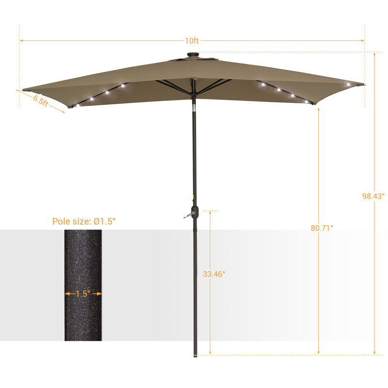 Parasol de marché rectangulaire 120 po x 78 po, Sable