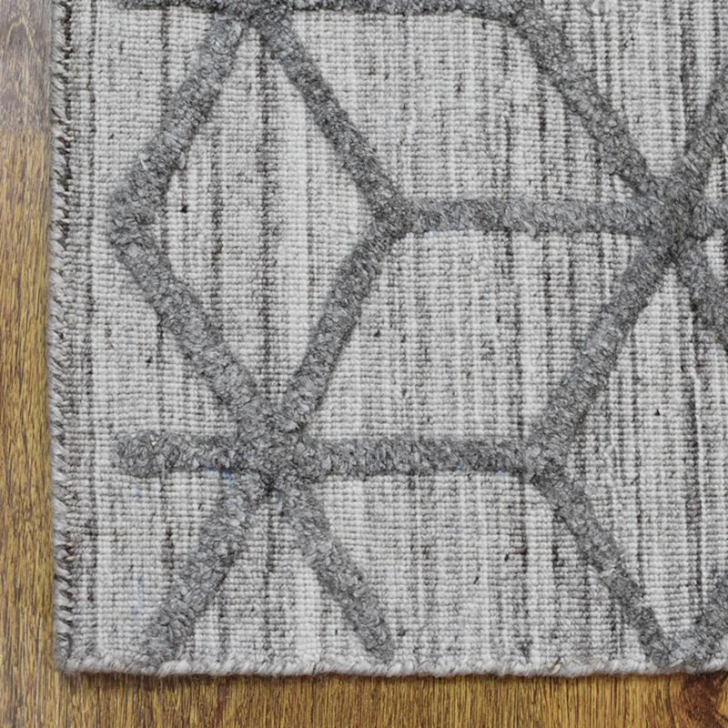 Hand Woven Overtufted Kilim Geometric Polypropylene Light Gray Rectangle Area Rugs, Rectangle 4' x 6'