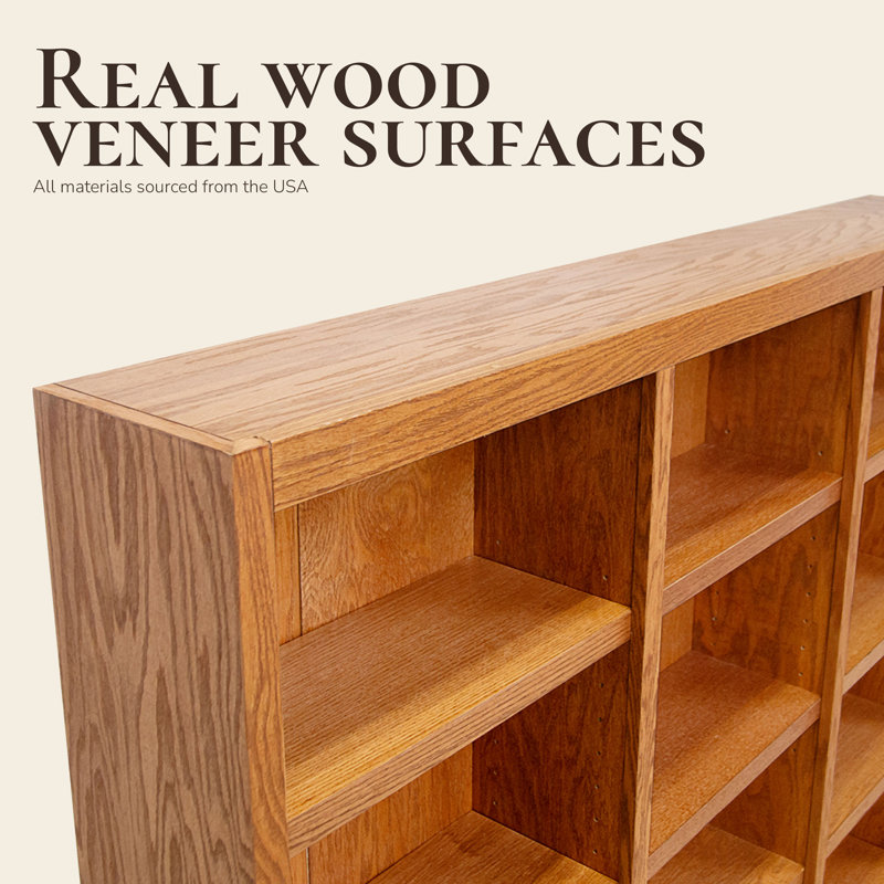 Flannagan 72" H Wood Triple Wide Bookcase with 15 Shelves, Dry Oak