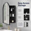 Armoire à pharmacie encastrée cintrée de 24 x 36 pouces avec miroir et étagères réglables, noir mat-242580019