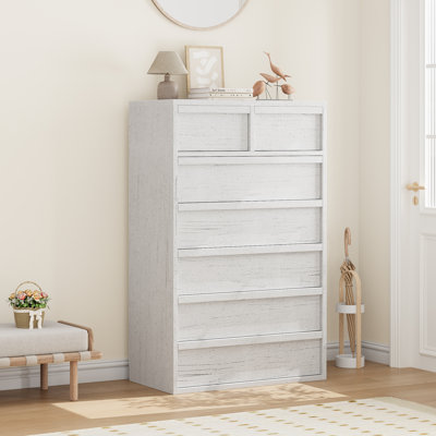 Drawer Dresser for Bedroom, 54" Wide White Double Dresser Organizer with Large Storage, Modern 8 Chest of Drawers for Living Room, Nursery and Hallway by Ebern Designs