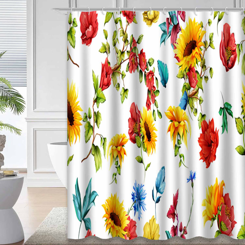 Rideau de douche large avec 8 crochets, L 72 po x l 84 po