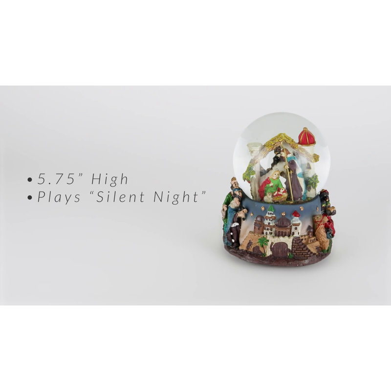 5.75" Nativity Manger Scene Christmas Musical Snow Globe