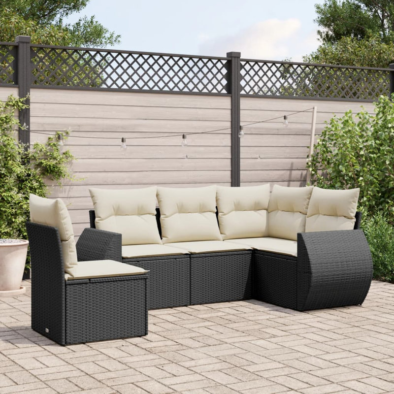 Ensemble de canapé de jardin Vidaxl noir, blanc crème