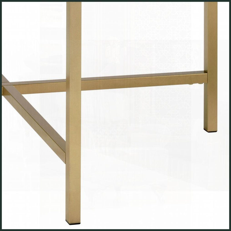 Chêne contemporain Table basse ronde dorée avec base en métal - Centre de table élégant et robuste