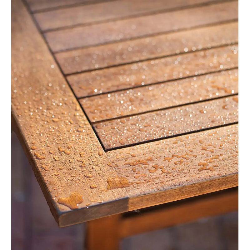 Rectangular Eucalyptus Extendable Outdoor Dining Table With Umbrella Hole , 71'' in. W 43.25'' in. D