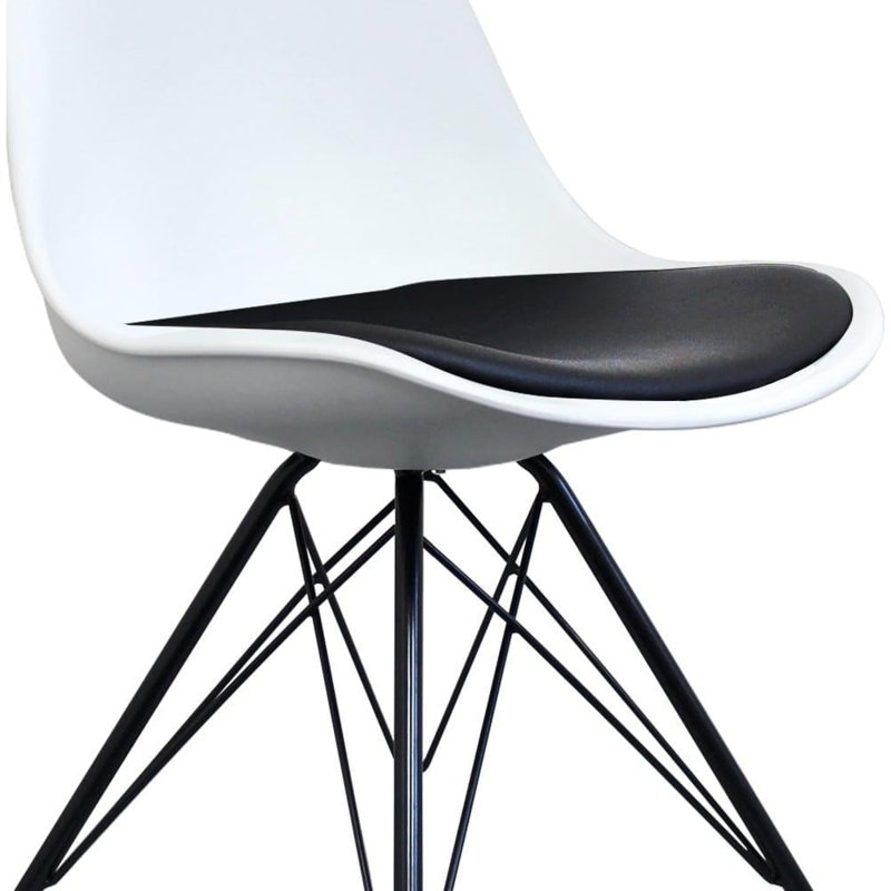 Aneta Plastic Side Chair, Black/White