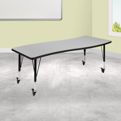 Goddard 28"W x 47.5"L Rectangular Wave Collaborative Grey Adjustable Height Activity Table