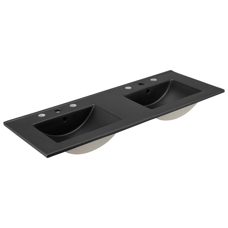 Modway Cayman 48" Double Basin Bathroom Sink, Black