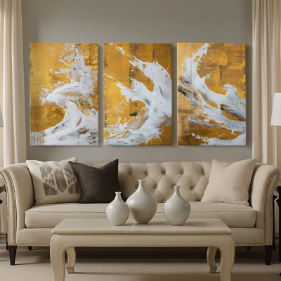 ABSTRACT Series CDXLV III - Toile tendue sur mesure avec châssis - 3 pièces