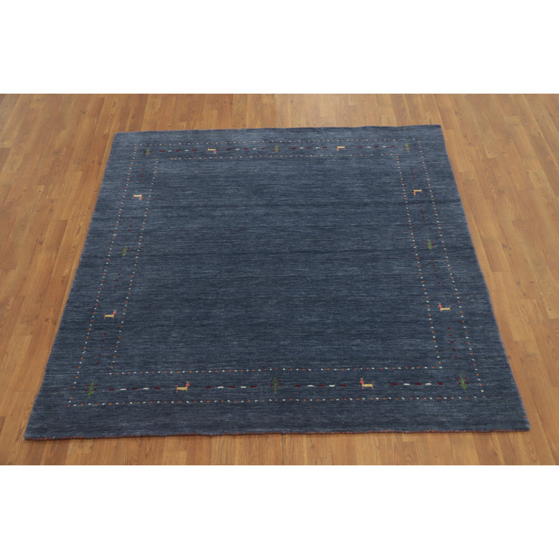 Tapis bleu indien tribal 6 x 6