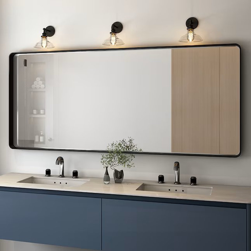 Nicolaos Metal Rectangle Mirror, Black, 72" x 32"