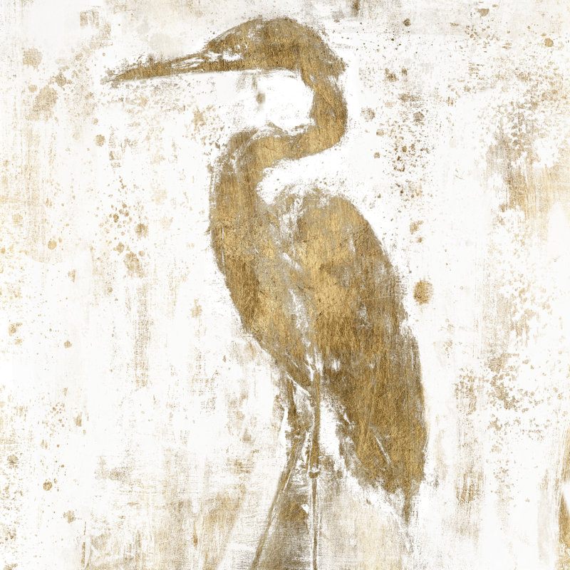 Gilded Heron II by Jennifer Goldberger - Wrapped Canvas Painting, 91cm H x 91cm W x 3.8cm D