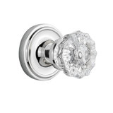 Clear Crystal Interior Mortise Door Knob with Classic Rosette