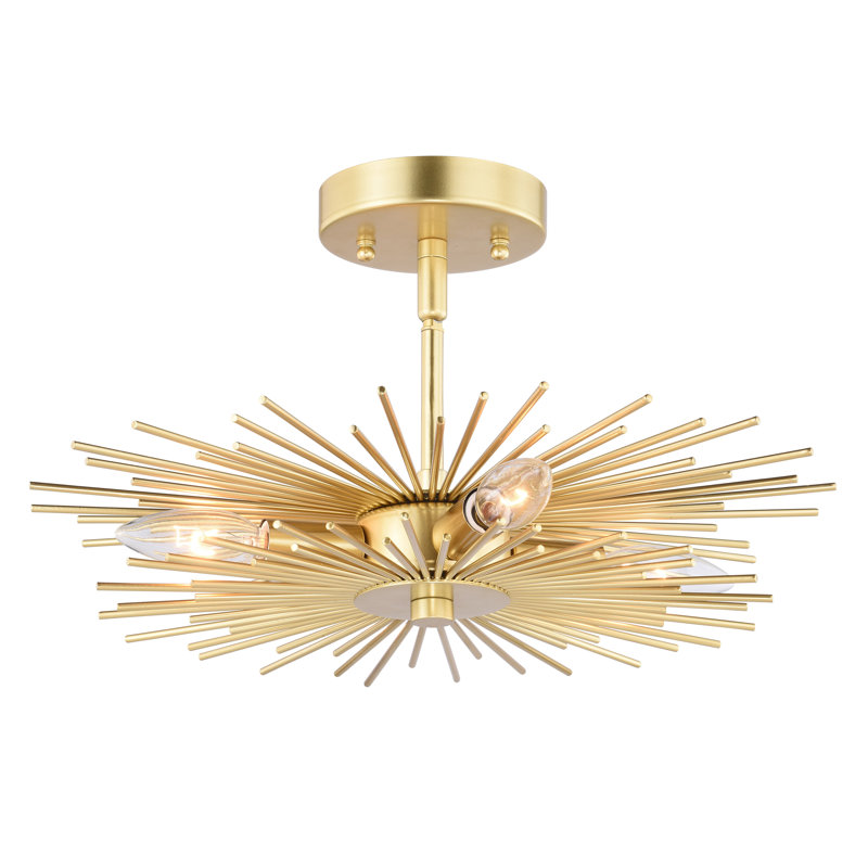 Karissa Semi Flush Mount, Gold, 9.5" H x 16" W x 16" D
