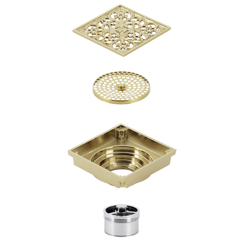 Drain de douche Watercours Scroll Grid, Laiton poli
