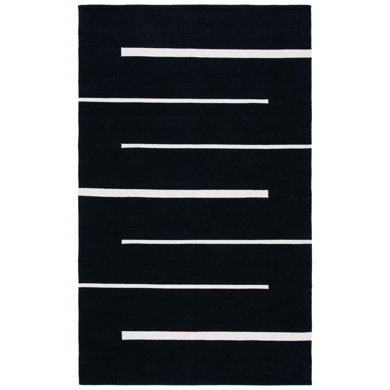 Striped Cotton Hand Woven Area Rug, Rectangle 183 x 274 cm