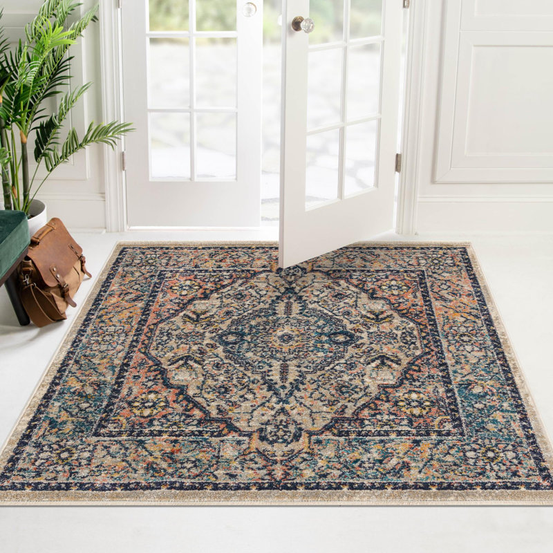 Tapis oriental bleu / rouge / beige Gause, Blue/Red/Beige, Rectangle 9 pi x 12 pi