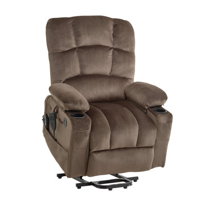 Fauteuil inclinable électrique Power Lift, double moteur, grand fauteuil électrique avec chaleur et massage pour personnes âgées, réglage de la position infinie, tissu en velours, avec poches de rangement, porte-gobelets, gris foncé