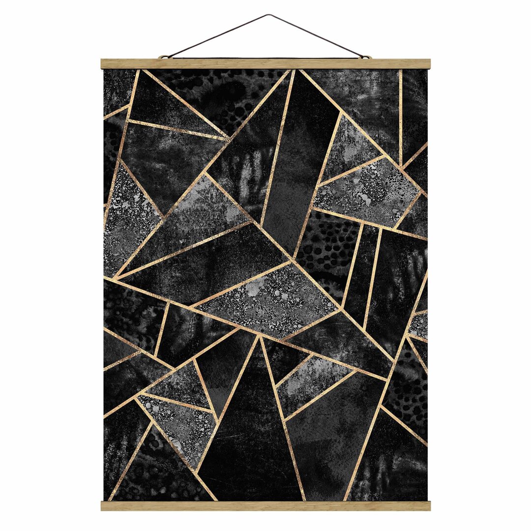 Grafikdruck Grey Triangles Gold von Elisabeth Fredriksson