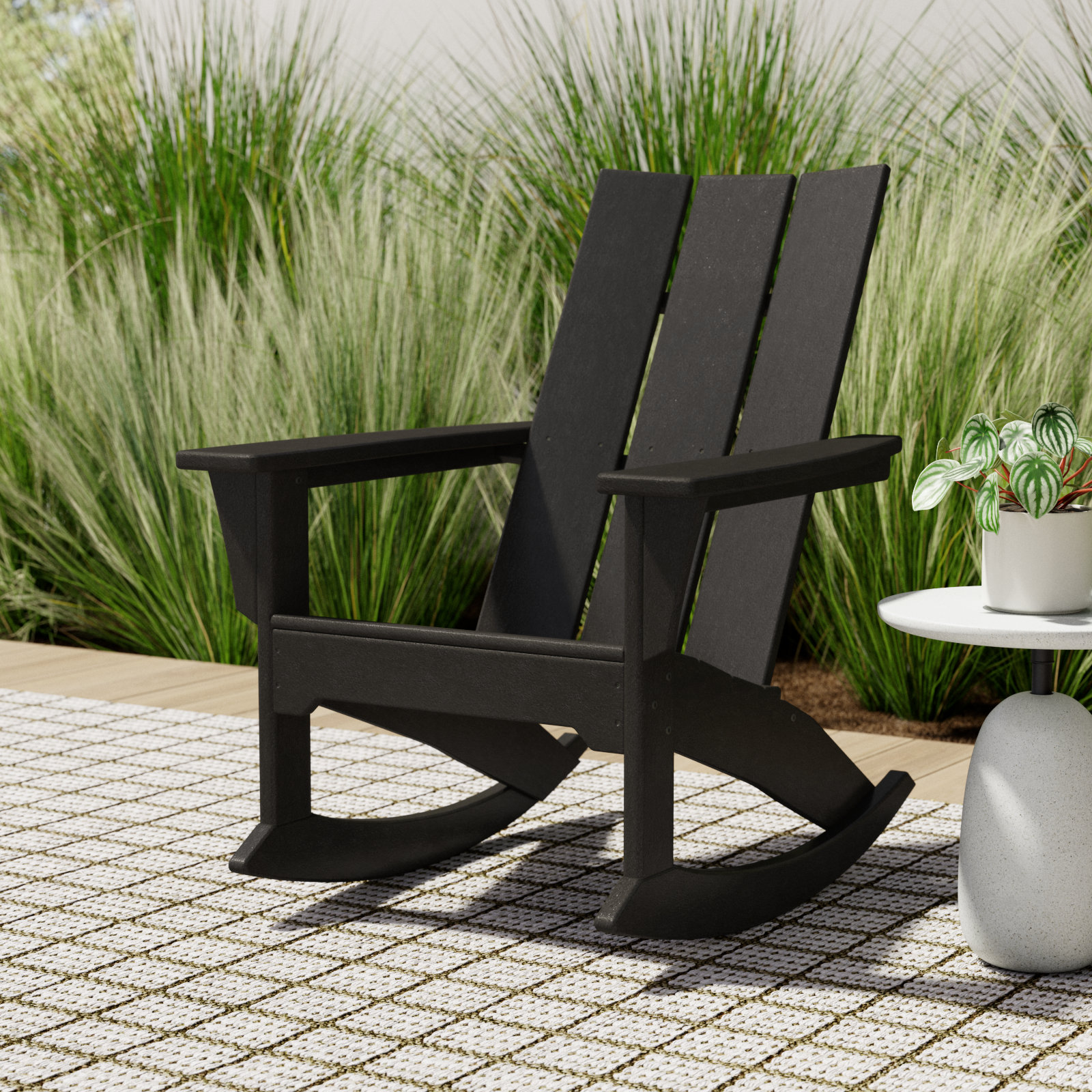 Modern Adirondack Rocker, Black