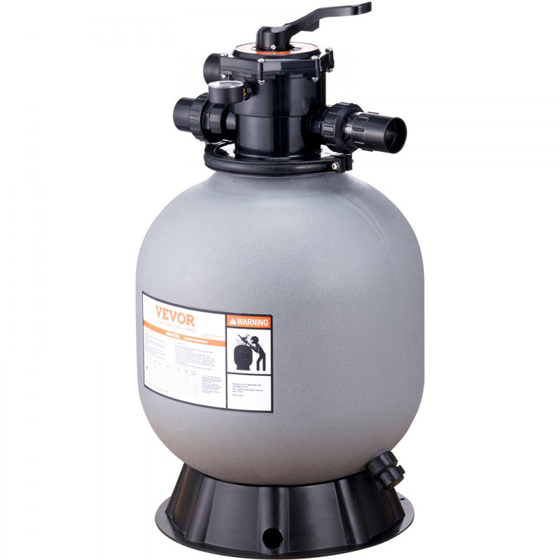 Filtre à sable, 19 pouces, débit jusqu'à 45 GPM, système de filtre à sable pour piscine hors-terre avec valve multi-ports à 7 voies, filtre, lavage à contre-courant, rinçage, recirculation, déchets, hiver, fonctions fermées