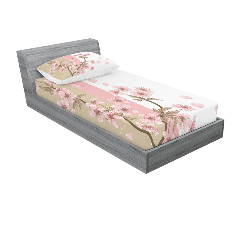 Microfiber Floral Sheet Set, Twin Sheet Set with Fitted Sheet, Romantic Rose Flowers