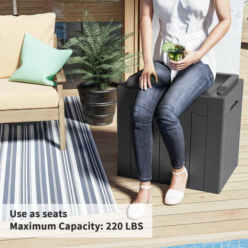 Devoko 32 Gallon Water Resistant Lockable Deck Box With Seat, Gray