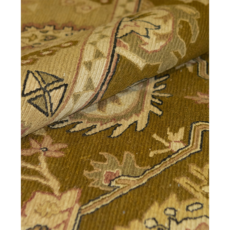 Hand Knotted Wool Oriental Area Rug in Green