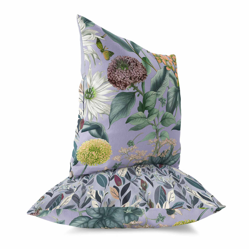 Indoor / Outdoor Square Cushion, Purple/Peach, 41cm H x 41cm W