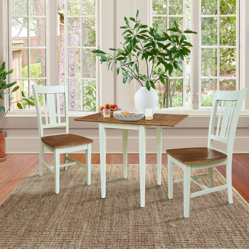 Berowalt Solid Wood Solid Wood Top Four Leg Dining Set, Hickory/Shell