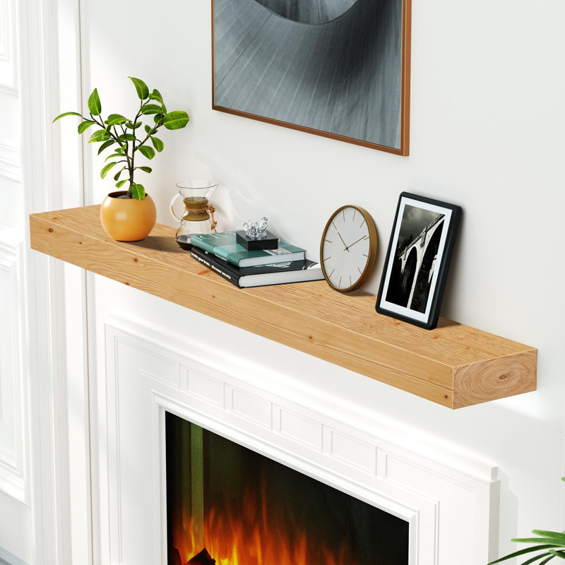 Natural Wood Fireplace Mantel – Diy Floating Display Shelf, Shelving With Handcrafted Brackets,ideal For Over Fireplace/home Decor