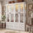 78.7"H Pantry Cabinet With 4 Glass Doors , 8 Drawers & LED Lighting