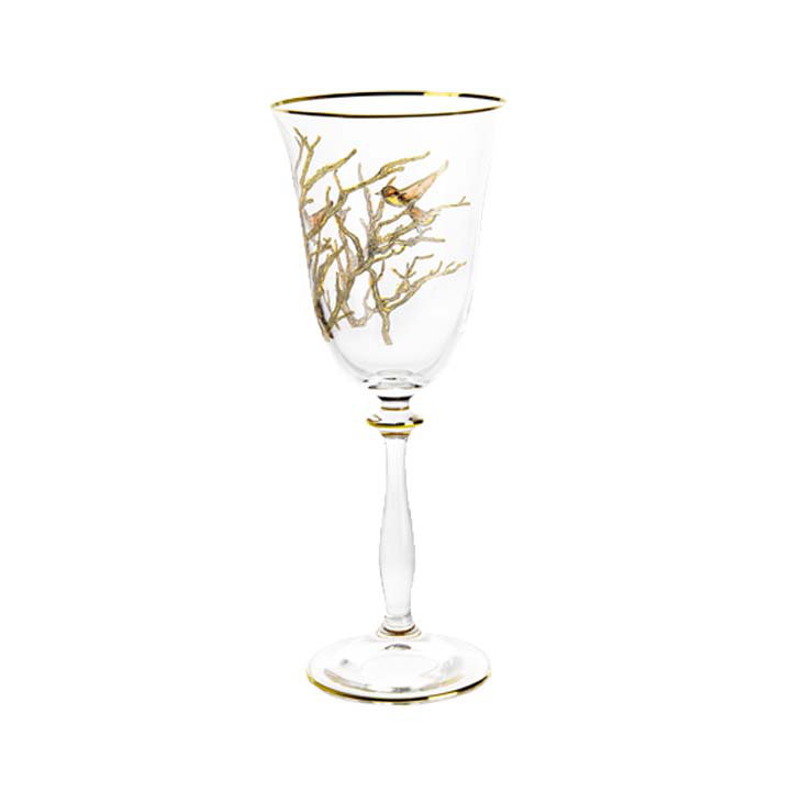 Vivience - 4 verres à vin Gold Birds Design, 6,25 oz