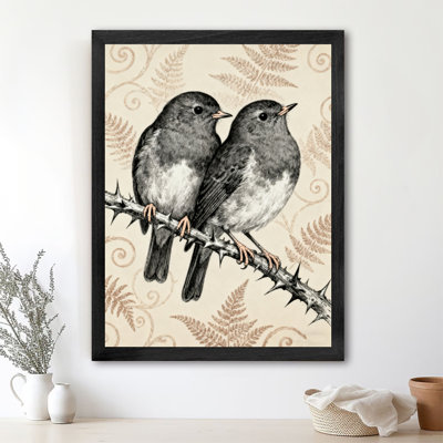 Black Framed Vintage Great Tit Bird, Garden Bird, Bird Watcher, Ornithology Wall Art Retro Style Framed Prints