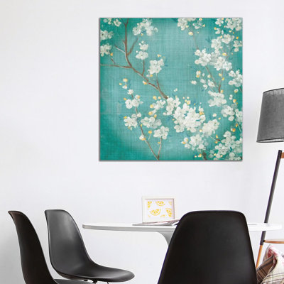 White Cherry Blossoms II Aged No Bird 1 Piece Wrapped Canvas Wall Art
