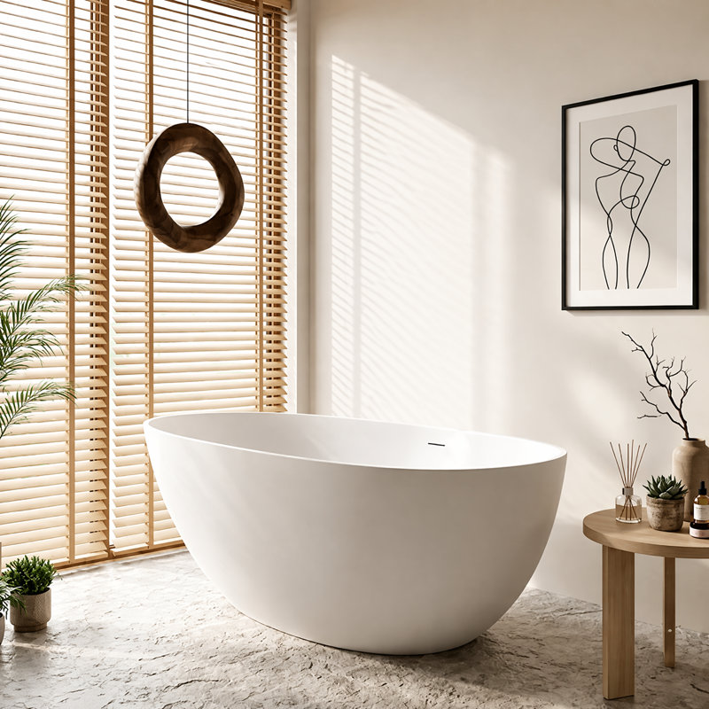 66.92'' x 32.28'' Soaking Solid Surface Bathtub