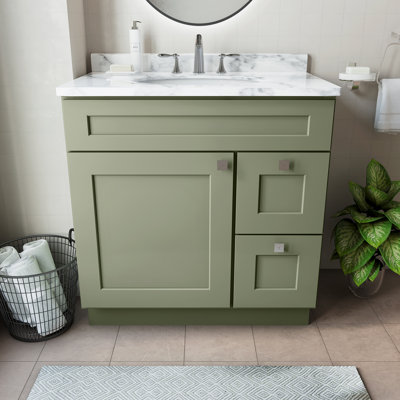 Ready-to-Assemble Solid Wood Shaker 30" Bathroom Vanity Base Cabinet Only – Countertop Not Included