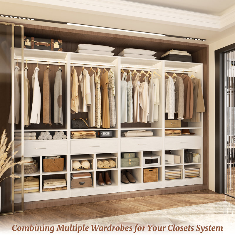 24.4'' W Freestanding Closet System With Drawer, White