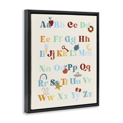 Boy's Alphabet Chart Framed Floater Canvas Wall Art by Daphne Polselli