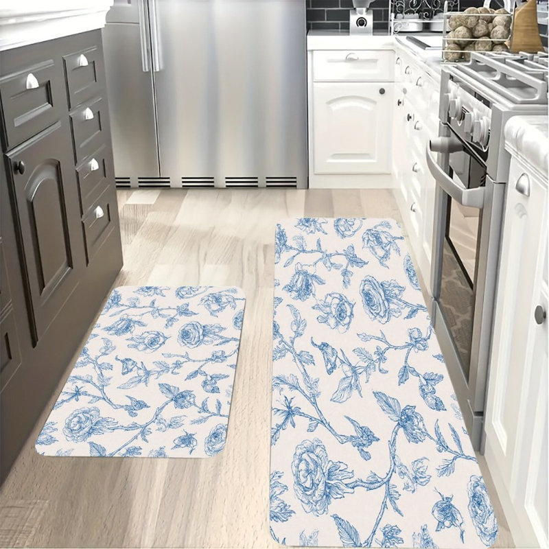 Ensemble de 2 tapis de cuisine Blue Rose