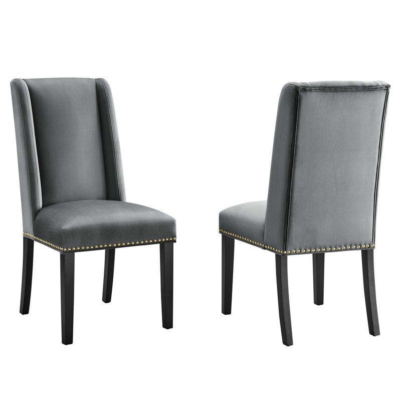 Modway Baron Performance Velvet Dining Chairs - Set of 2, Gray